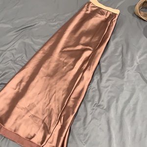 Rose chocolate silk skirt